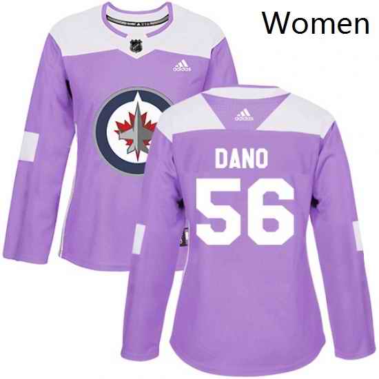 Womens Adidas Winnipeg Jets 56 Marko Dano Authentic Purple Fights Cancer Practice NHL Jersey